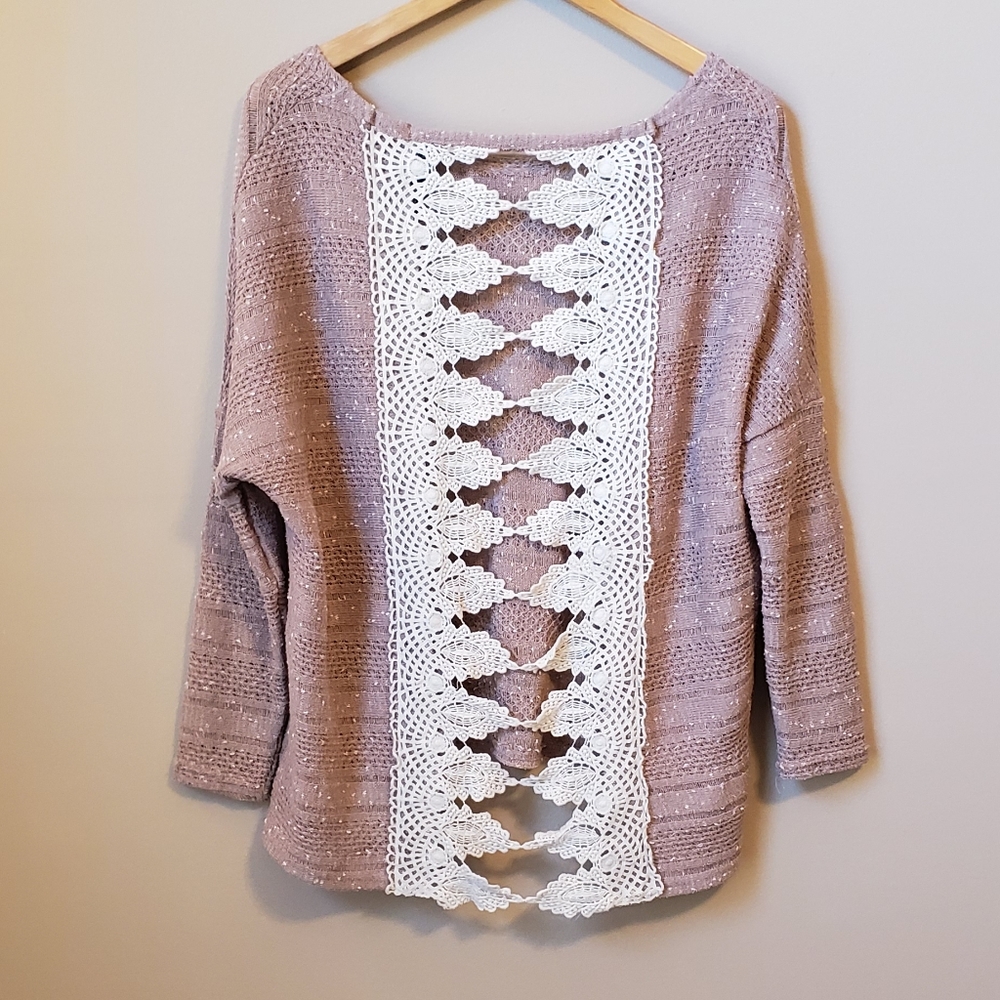Entro crochet open back sweater
